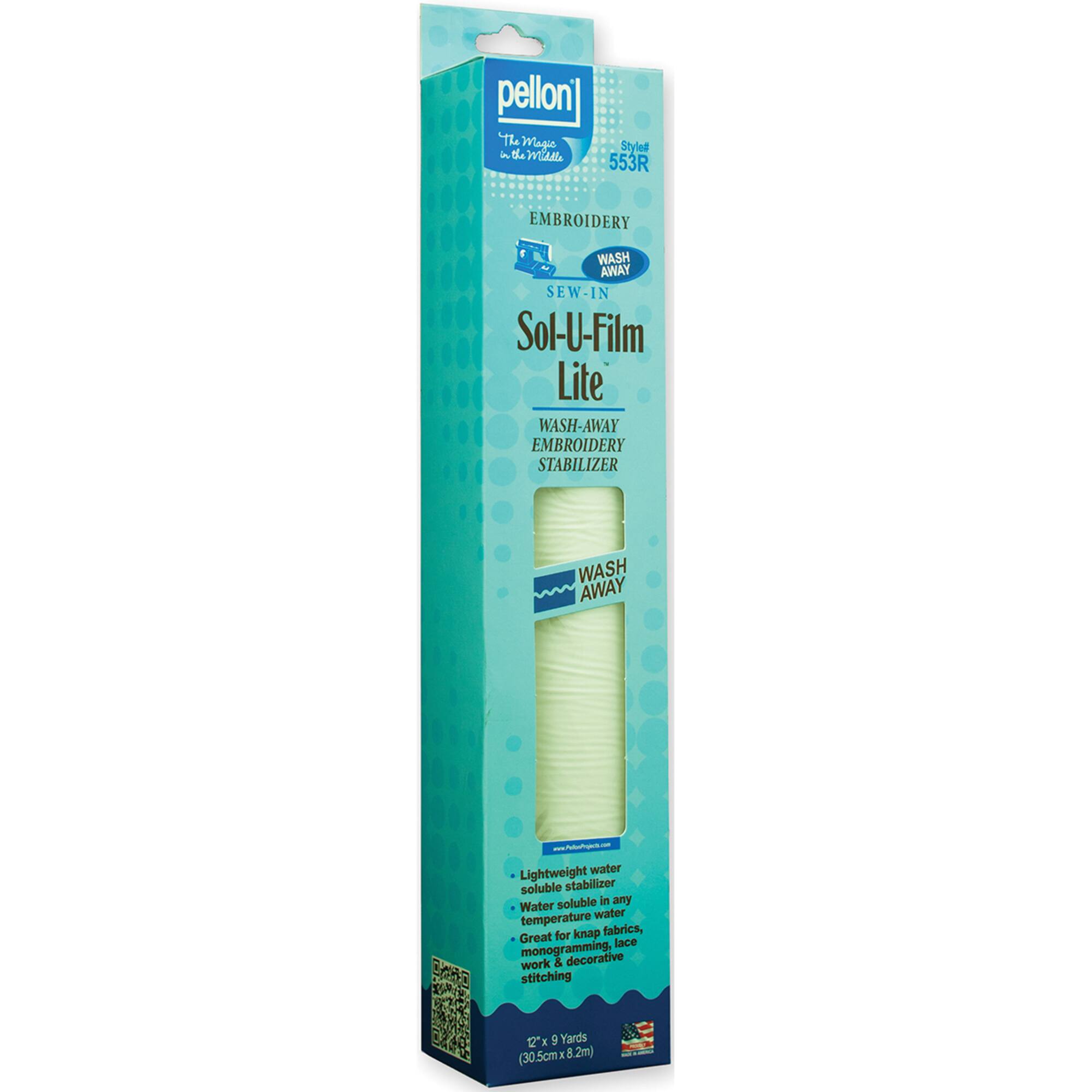 Pellon® Sol-U-Film Lite™ White Wash Away Embroidery Stabilizer, 12'' x 9yd.
